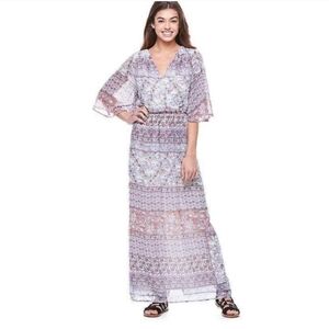 NWT Love Reign Pastel Patterned Crossover Maxi Dress ~S